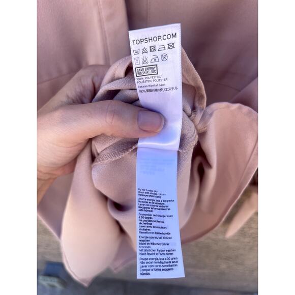 Topshop Tie Cuff Shirtdress ~ Blush ~ 2 - Picture 7 of 7